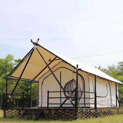 China Diagonal Tying Type Custom Waterproof Luxury Resort Tent Outdoor Hotel Glamping Tent Living For Travel Camping for sale