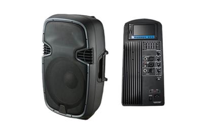 China 15 Inch Subwoofer Speaker box , 2 way plastic PA Audio Speakers with MP5 player for sale