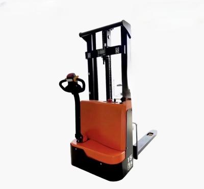 China Hotels 1.2ton 1.5ton Fully Electric Pallet Stacker 1.6m-3.5m Lifting Walking Type Electric Stacking Truck Forklift for sale