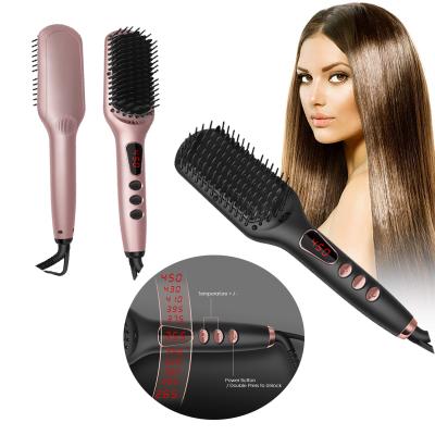 China Around 2022 Hot Sale Salon Designer Cheap Pencil Flat Iron LED Display Hair Straightener Brush for sale