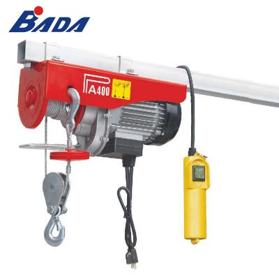 China Best Selling BADA PA400B 200/400kg 120V AUTO AC Wire Rope Wire Rope Mini Micro Electric Hoist for sale