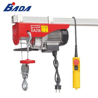 China Hotel chain mini household lifting height 250kg small 12m electric wire rope hoist for sale