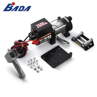 China For Pulling BADA 2500lbs 12V/24V DC Car Cheap Small Electric Wire Rope Winch for sale