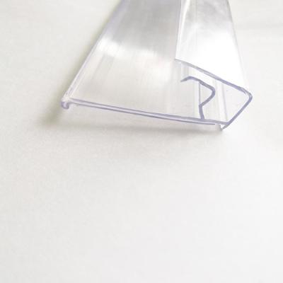 China PVC/ABS/PP or custom as direct PVC plastic price tag food holder label profile extrusion pvc profile extrusion rehau factory request pvc transparent tape hook for sale