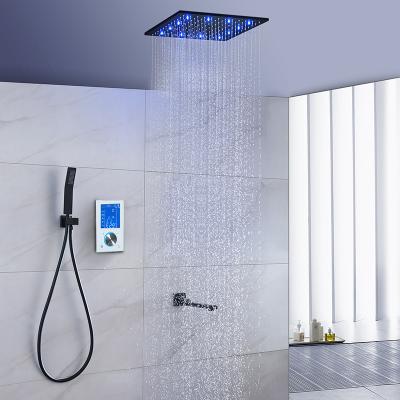 China Without Sliding Bar Bathroom Wholesale Ceiling Digital Display Luxury Black Thermostatic Touch Screen Rain Led Shower Set for sale