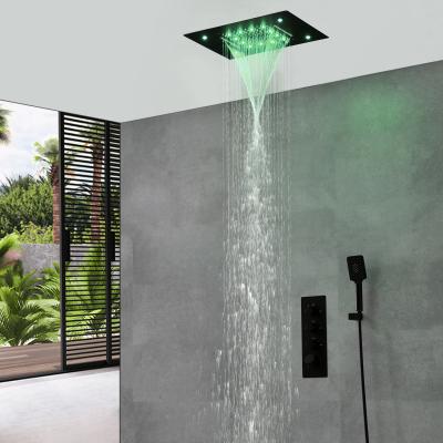 China Large Ceiling Rainfall Shower Top Multi Color Bathroom Hot Selling Stainless Steel Sliding Bar Led Rainfall Ceiling Shower for sale