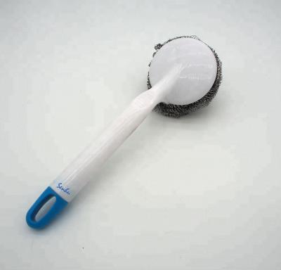 China Stocked Stainless Steel Scrubber Pot Scrubber Dish Cleaning Brush for sale