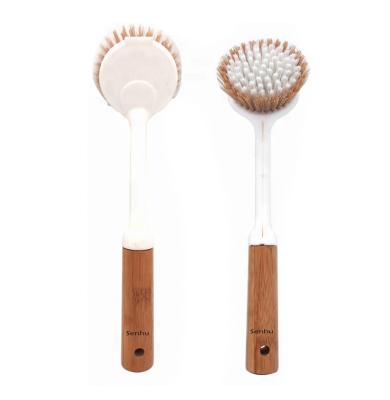 China Hand Senhu Bamboo Handle Scrub Brush Kitchen Dish Brush Pan Cleaning Brush for sale