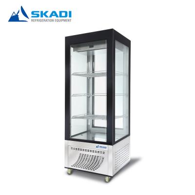 China Single-temperature 4 Side Glass Refrigerator Cooler Showcase Grocery Cabinet Grocery Cabinet Showcase Vertical Refrigerator Cake Display Case for sale