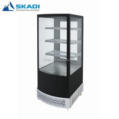 China Single-temperature four sided upright glass cooling refrigerator for sale