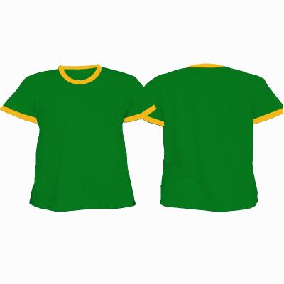 China Wholesale Anti-wrinkle 100% cotton men's t-shirt with green color edge plain around the neck shirt for sale