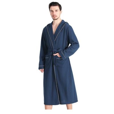 China Breathable Unisex Soft Hooded Bathrobes Mens Womens Waffle Bathrobe Solid Color Waffle Shawl Summer Spring Long Sleeve Bathrobes for sale