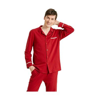 China High Quality Red Christmas Soft Comfortable Pajamas Family Hot Sale Men's Woven Pajamas Pajama Sets Long for sale