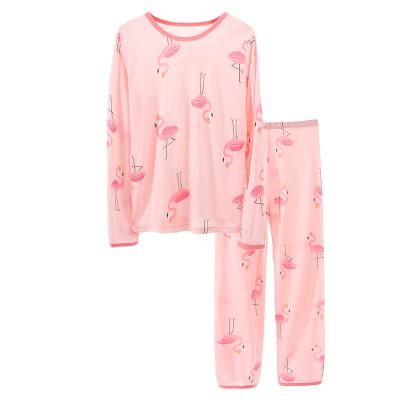 China Hot Sale Flamingo Kids Autumn Pant Suits Girls Cartoon Full Printed Underwear Breathable New Suits Baby Pajamas for sale