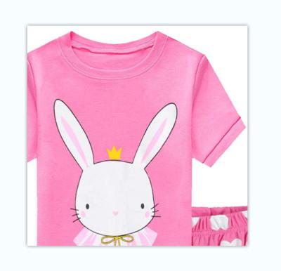 China Wholesale Cotton T-shirts Wholesale Kids Girls Cotton Breathable Warm Custom Printing Rabbit Round Neck Girls T-shirts for sale