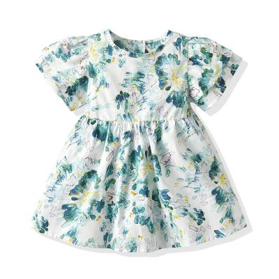 China New Design Washable Bubble Print Floral Dress Sleeve Waist Cutie Princess Short Dress for sale