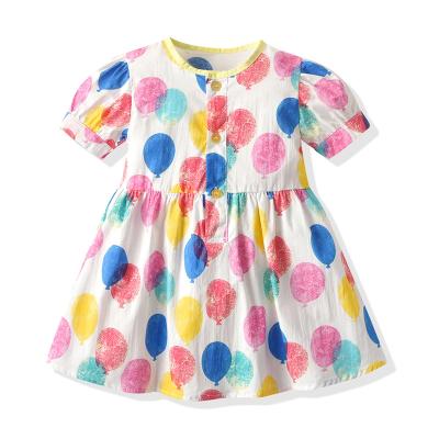 China Breathable Children Girl Clothing Kids Clothes Balloon Printed Custom Wholesale Children Dress Floral Print Wear Vendor Designers Summer Big Kids for sale