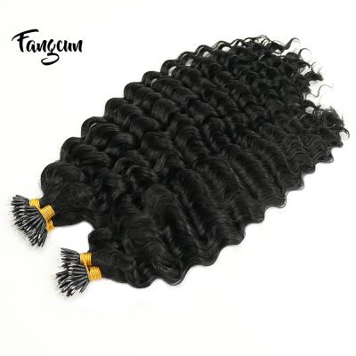 China Deep Wave Factory Direct Nano Ring Hair Extensions Wave Curly Black Indian Hair Extensions for sale