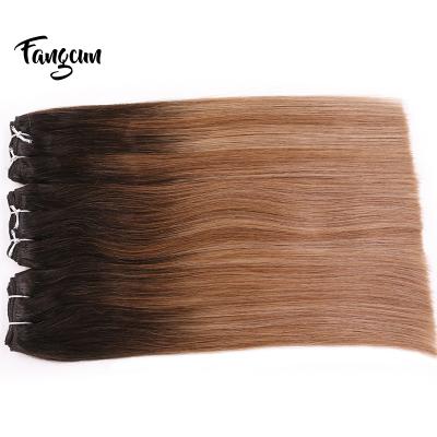 China Silky Straight Wave Double Balayage Weft Cuticle Align Hair Machine Wefts for sale