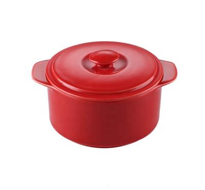 China Sustainable Ceramic Cooking Pot With Ceramic Lid Handles 290ml Small Size For Dessert for sale