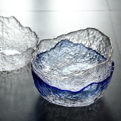 China Irregular Shaped Sustainable Glass Salad Bowl Transparent Glass Bowls Sets Small Dessert for sale