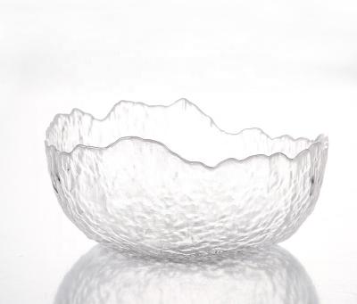 China Viable Nordic Irregularity Glass Bowl Heat Resistant Snack Snack Trifle Salad Bowl for sale