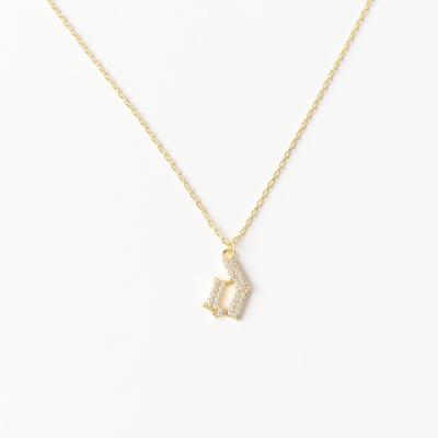 China Fashion Stock Cheap Price Hip Hop 14k Gold Plated CZ Jewelry Wholesale Letter Initial Pendant Necklace for sale