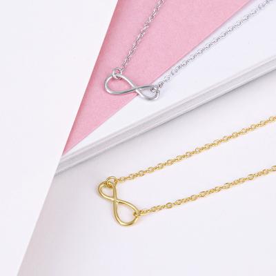 China Fashion Wholesale S925 Sterling Silver Necklace Women Gold Infinity Love Necklaces for sale