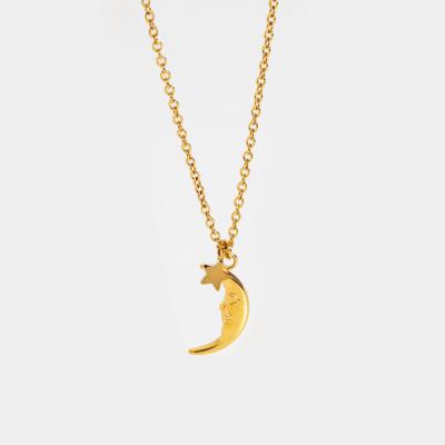 China Real 18k Gold Plating CLASSIC Moon Star Stainless Steel Pendant Necklace for sale