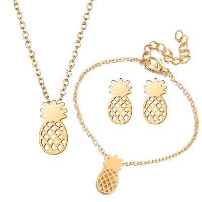 China Women Dangling Stainless Steel CLASSIC Personal Pineapple Necklace and Earring Set for sale