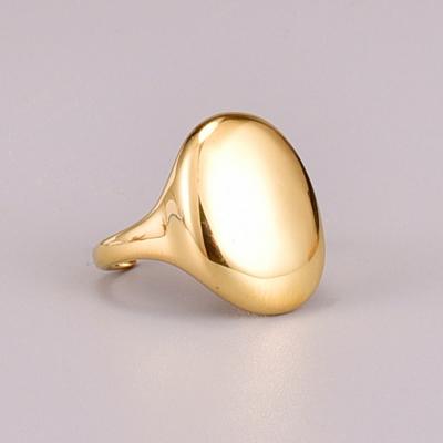 China Vintage 18k Gold Plated Simple Fashionable Stainless Steel Signet Ring Female Jewelry Women Adjustable Ring for sale