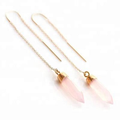 China BOHEMIA Women Headed Healing Crystal Dangle Earrings Raw Natural Crystal Gem Jewelry for sale