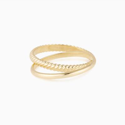 China FASHIONABLE Series Fashion Double Ring Titanium Steel Plating 18k Gold Simple Winding Couple Ring Modern for sale