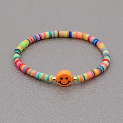 China Colorful Smiling Stretch Jewelry Decoration Face Charm Accessory Loose Beads Handmade Polymer Clay Mom Bracelet For Women for sale