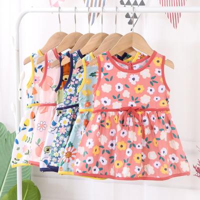 China Polyester Girls dress Summer print skirt cheap stock second-hand clothes wholesale for sale