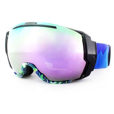 China UV400 Ski Glasses Snow Goggles Snowflake Lens Sports Fog Sunglasses Purple Eyewear Windproof Snowboard Double Lens for sale