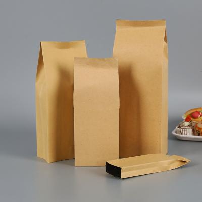 China Biodegradable Brown Kraft Paper 4 Sides Sealing Bag for sale