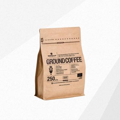 China Printing Kraft Paper Doypack Flat Bottom Zipper Pouch Biodegradable Custom Coffee Bags Wholesale Custom Coffee Bags With Zipper for sale