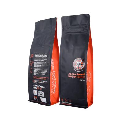 China 1B 1/2B 1/4B 1Kg Flat Bottom Pouch Coffee Bean Bags With Valve And Eco Friendly Customized (Recyclable /Biodegradable) Zipper for sale