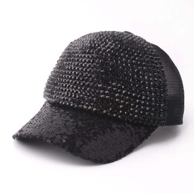 China Custom Rhinestones Diamond Buckle Studded Leather Buckle Baseball Cap 6 Panel Stylish Casual Hat Wholesale COMMON for sale