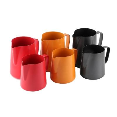 China High Quality Stocked 400ml Stainless Steel Milk Jug Frothing Cup Metal Coffee Espresso Steaming Milk Pitcher for sale