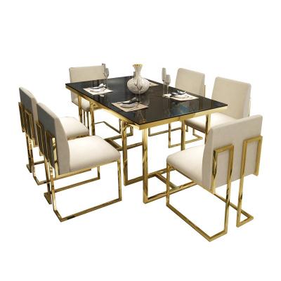 China Dining Table 6 Seats Black Dining Table (Other) Modern Design Glass Dining Table Furniture Adjustable Top Set Type Table Metal Legs Glass Style for sale