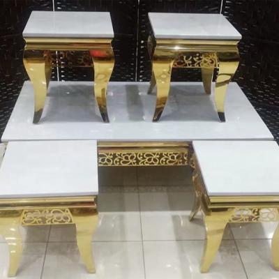 China Rectangle adjustable marble top (height) coffee table set industrial metal center tea table for living room for sale