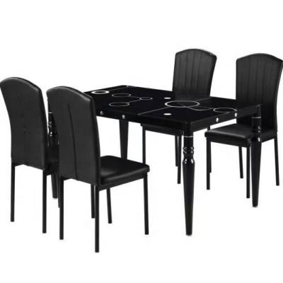 China Modern High Quality Strength Factory New Glass Dining Table Set Living Room Furniture Set Tempered Glass 4 Chairs for sale