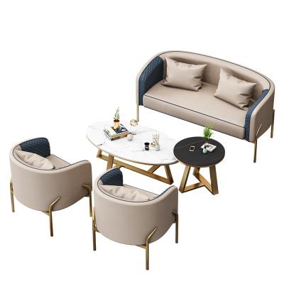 China New Adjustable Modern Luxury Simple Round Sofa Chair 1+2+3 Stainless Round Sofa Chair Leisure Dining Table Marble Top Table (Other) for sale