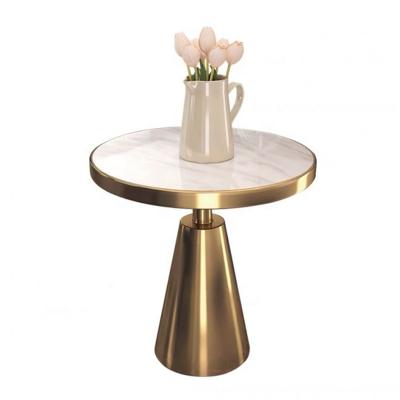 China Home Simple And Fashionable Stainless Steel Round Metal Countertops Extendable Glass Coffee Table Set for sale