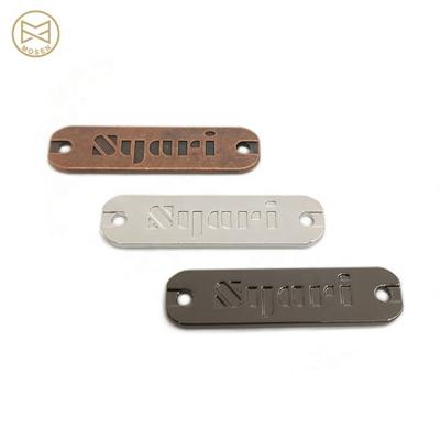 China Custom Logo Metal Engraved Washable Washable Zinc Alloy Clothing Sewing Label for sale