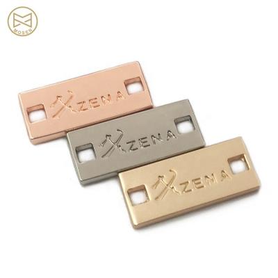 China Brand Logo Engraved Bikini Metal Clothing Washable Washable Zinc Alloy Custom Label for sale