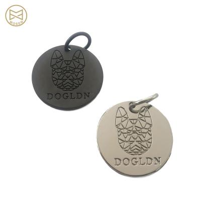 China Nickel Free Round Charm Logo Engraved Metal Tags Custom Zinc Alloy Metal Dog for sale