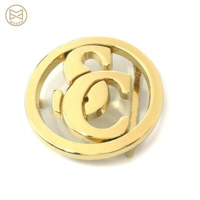 China Factory Supply Custom Gold Round Hollowed Logo Metal Belt Buckle Custom Brand Name for sale